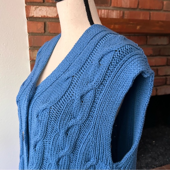 Anthropologie Pilcro Chunky Cable Knit Sweater Vest in Blue Sz M - Picture 9 of 11